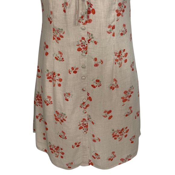 Bardot Lucinta Mini Dress 8 M Beige Floral Puff Sleeve Bohemian Spring Summer - Picture 9 of 12